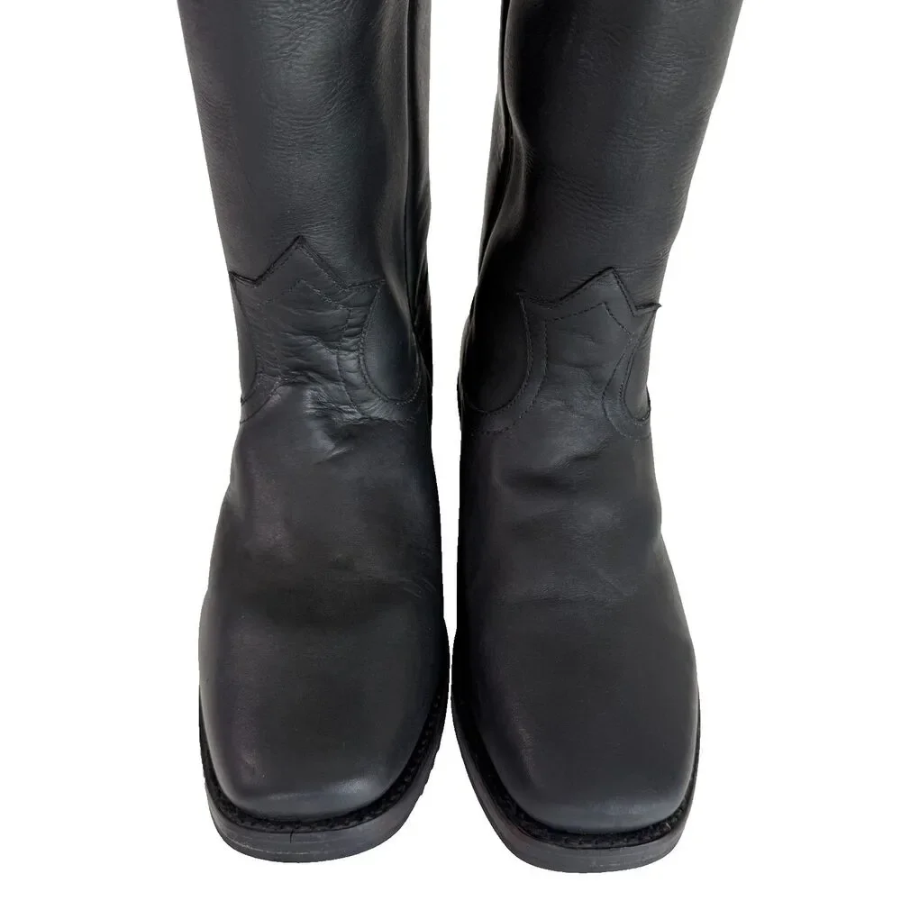 Bed Stu Oak Tree Farms Preacher Black Pull on Boots Bovine Leather Men Size 8.5
